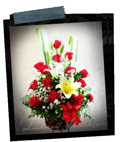 แบบกระเช้าดอกไม้สด002 @ร้านดอกไม้ลูกแมว [Lukmaw-flower.com]