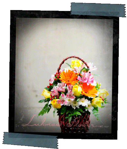 แบบกระเช้าดอกไม้สด005 @ร้านดอกไม้ลูกแมว [Lukmaw-flower.com]